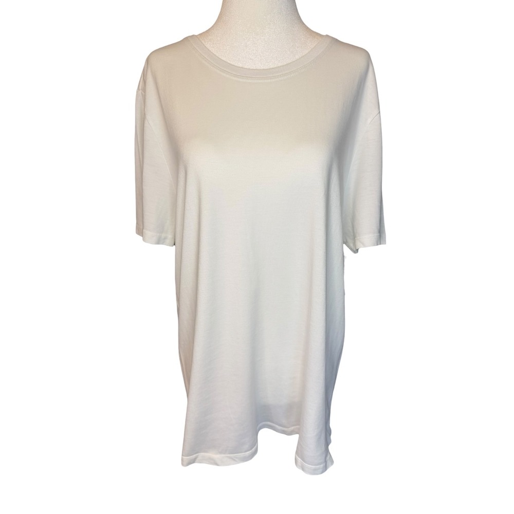 Good American Womens Supima Cotton Crewneck T-Shirt White Size 2 Medium NEW